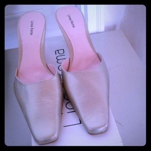 Gold leather mule by Lines Roma